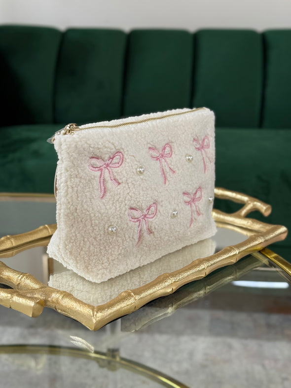 Bows & Pearls Sherpa Pouch