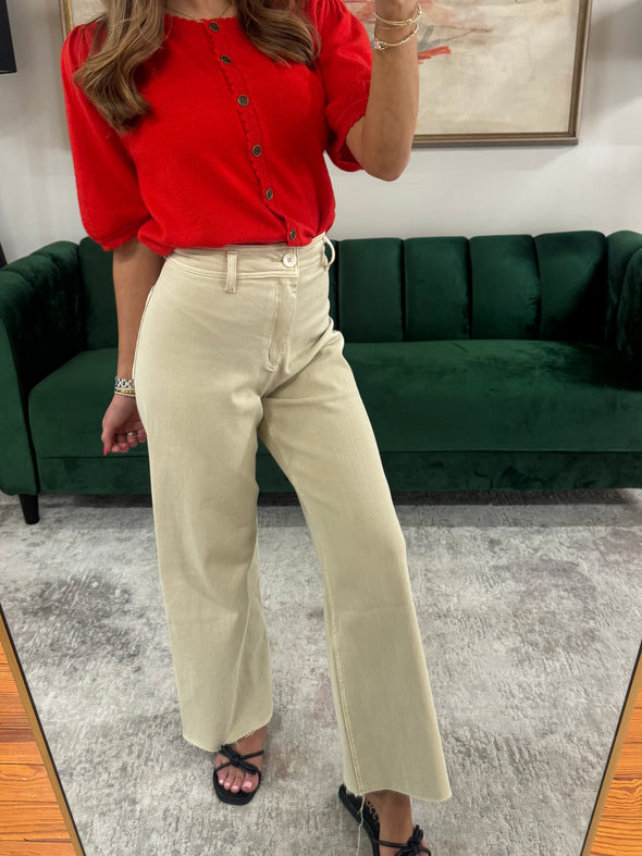 Audrey Wide Leg Jeans Beige