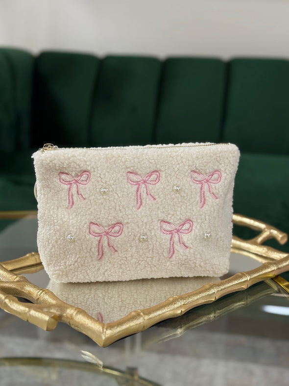 Bows & Pearls Sherpa Pouch
